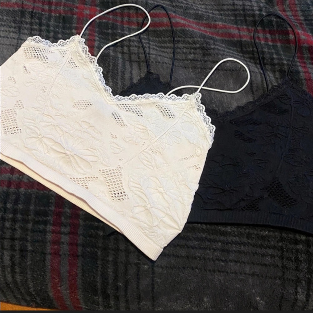 Black and white lace tops